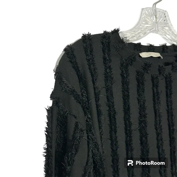 Zara Trafaluc Womens Black Fringe Long Sleeve Shirt - Picture 2 of 12